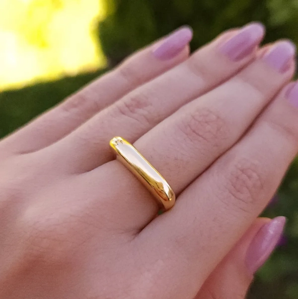 Anel Quadrado Liso - Banhado a ouro 18k - Imagem 2