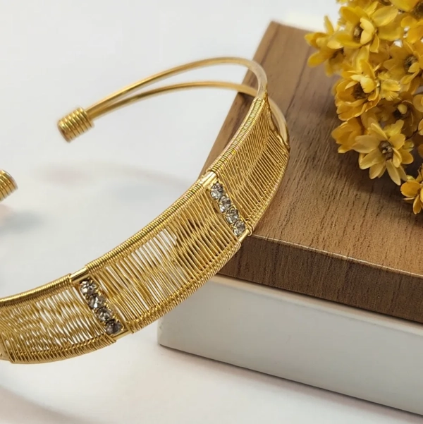 Pulseira Bracelete Regulável Arramado - Banhado a ouro 18k