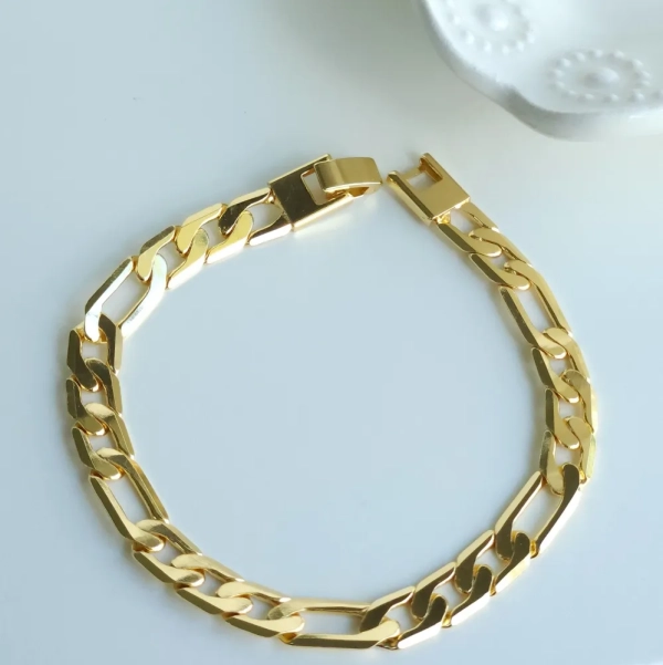 Pulseira Masculina 3x1,  8mm, com Fecho de Click, Banhada a ouro 18k - Imagem 2