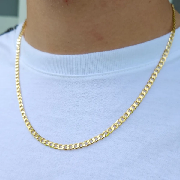Colar Groumet Masculino Banhado a ouro 18k - Imagem 2