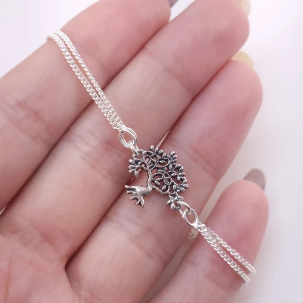 Pulseira dupla com pingente árvore da vida, em Prata 925 - Imagem 2