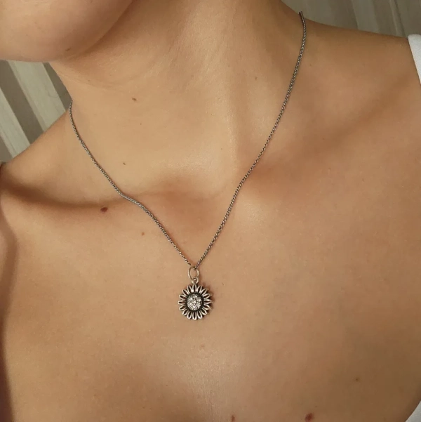 Colar Girassol Cravejado com Zircônias - Prata 925 - Imagem 3