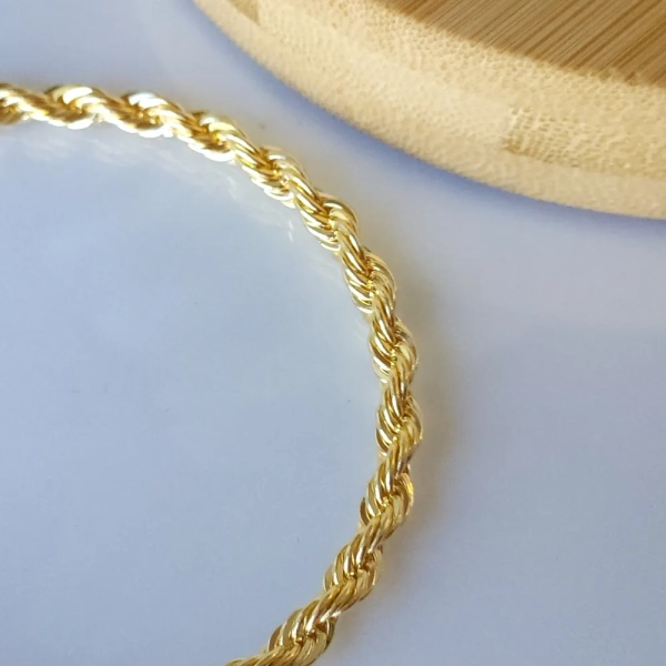 Pulseira cordão baiano 3,5mm, folheada a ouro 18k - Imagem 2
