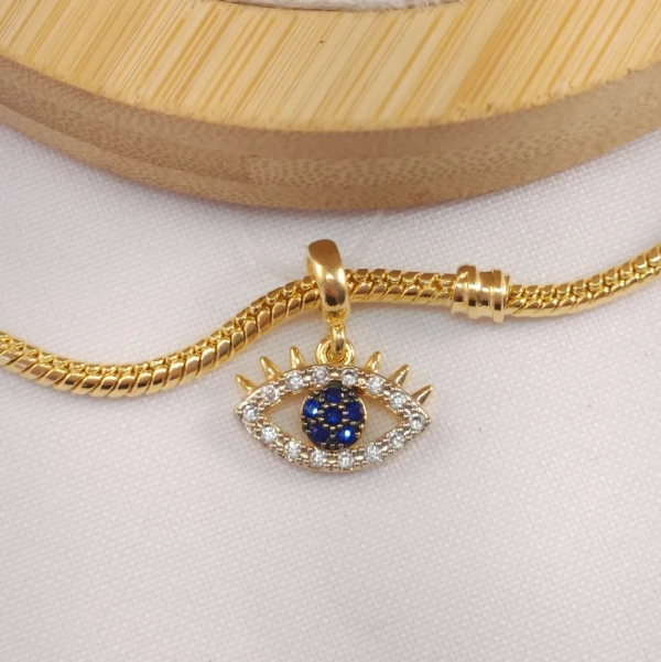 Pingente Berloque olho grego, folheado a ouro 18k