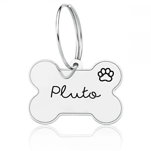 Tag osso Personalizada com informações do seu Pet - Prata 925 - Imagem 2