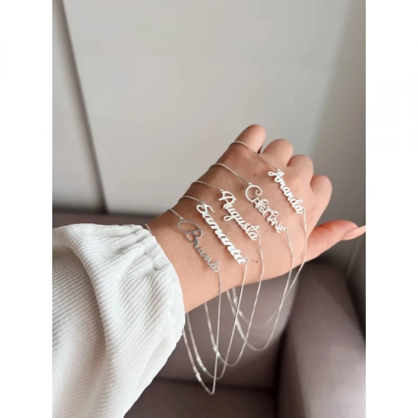 Colar Personalizado com nome e detalhe no final, em Prata 925 - Imagem 2
