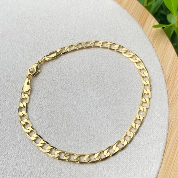 Pulseira Masculina Groumet, Banhada a ouro 18k