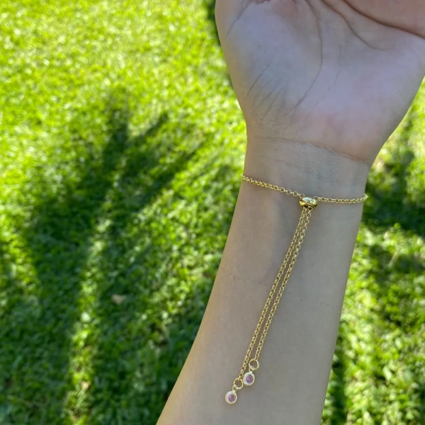 Pulseira Gravatinha com Trevo Cravejado de Zircônias - Banhado Ouro 18k - Imagem 2