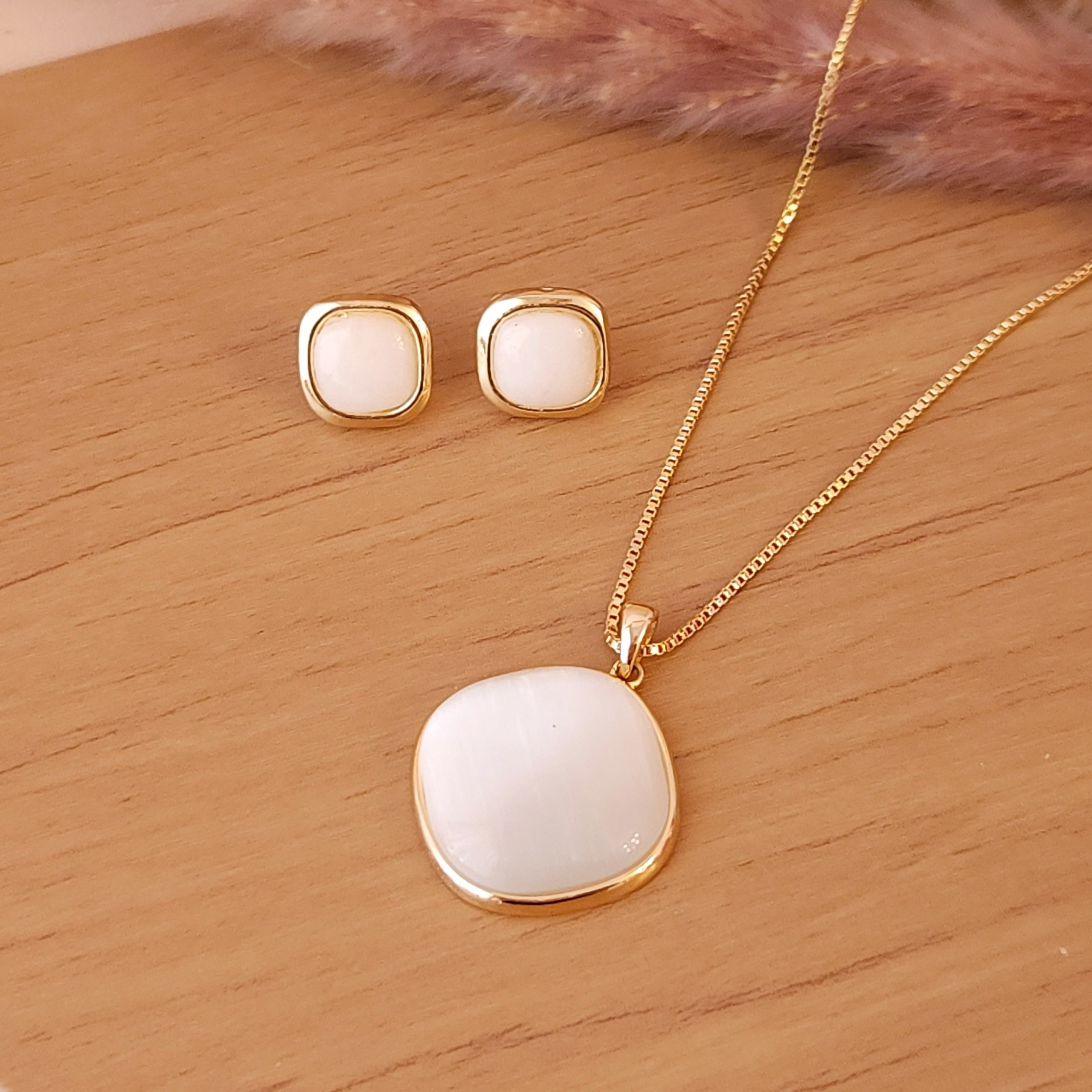 Colar Veneziana e Pedra Natural - Banhado a Ouro 18k - Imagem 3