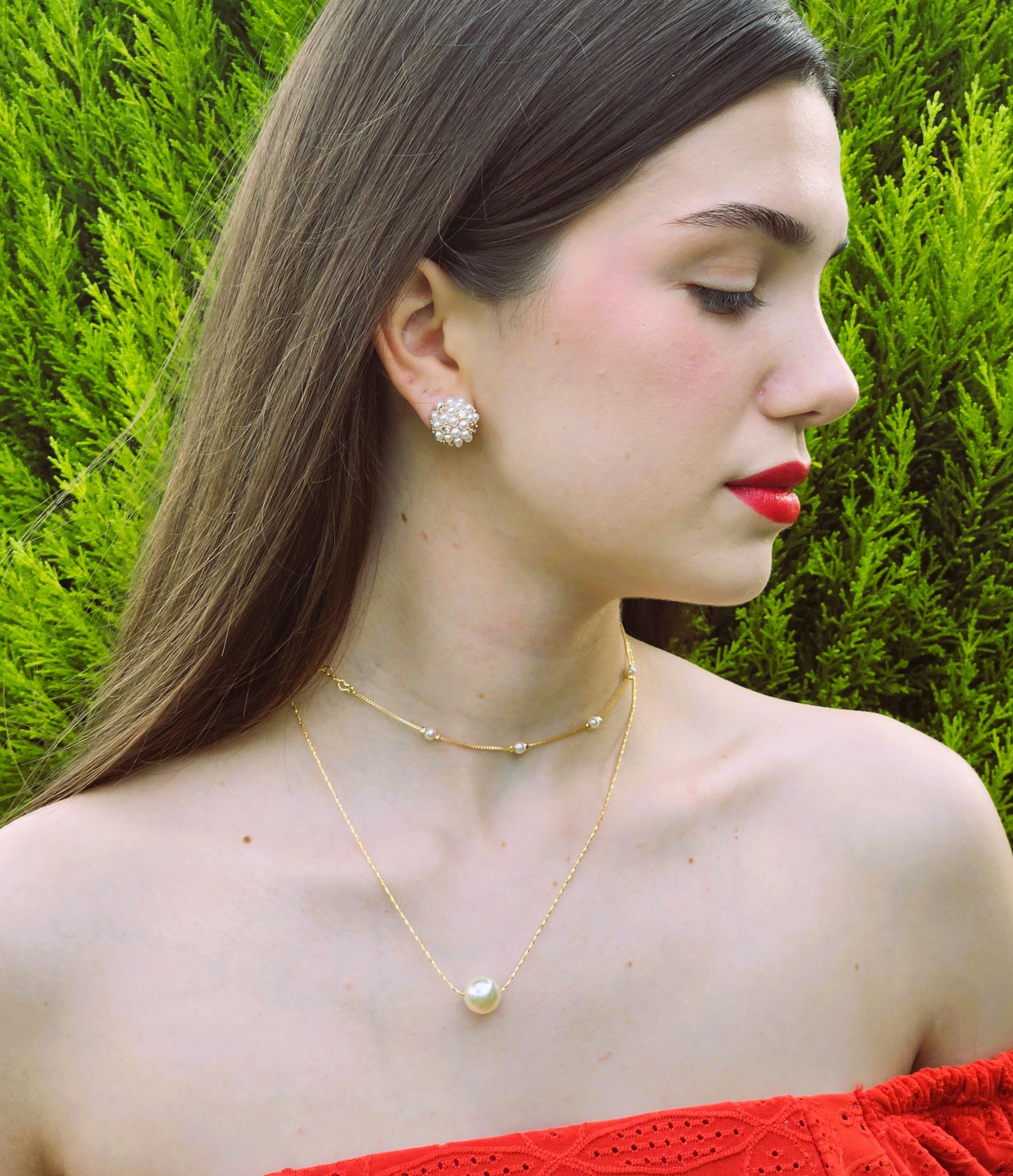 Brinco Arredondado com Mini Pérolas e Zircônias - Banhado a Ouro - Imagem 3