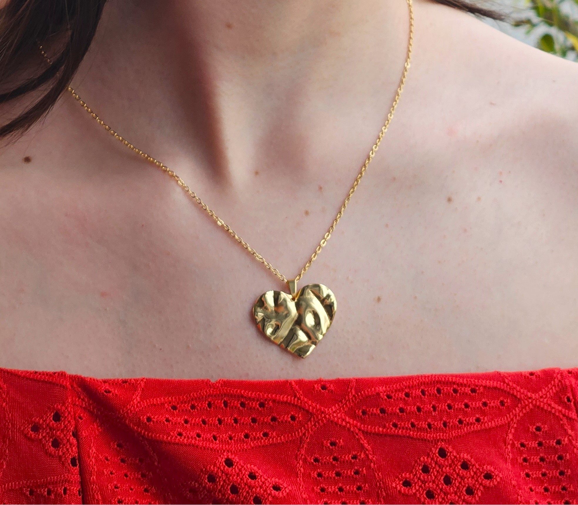 Conjunto Corações Trabalhados Orgânico - Banhado a Ouro 18k - Imagem 2