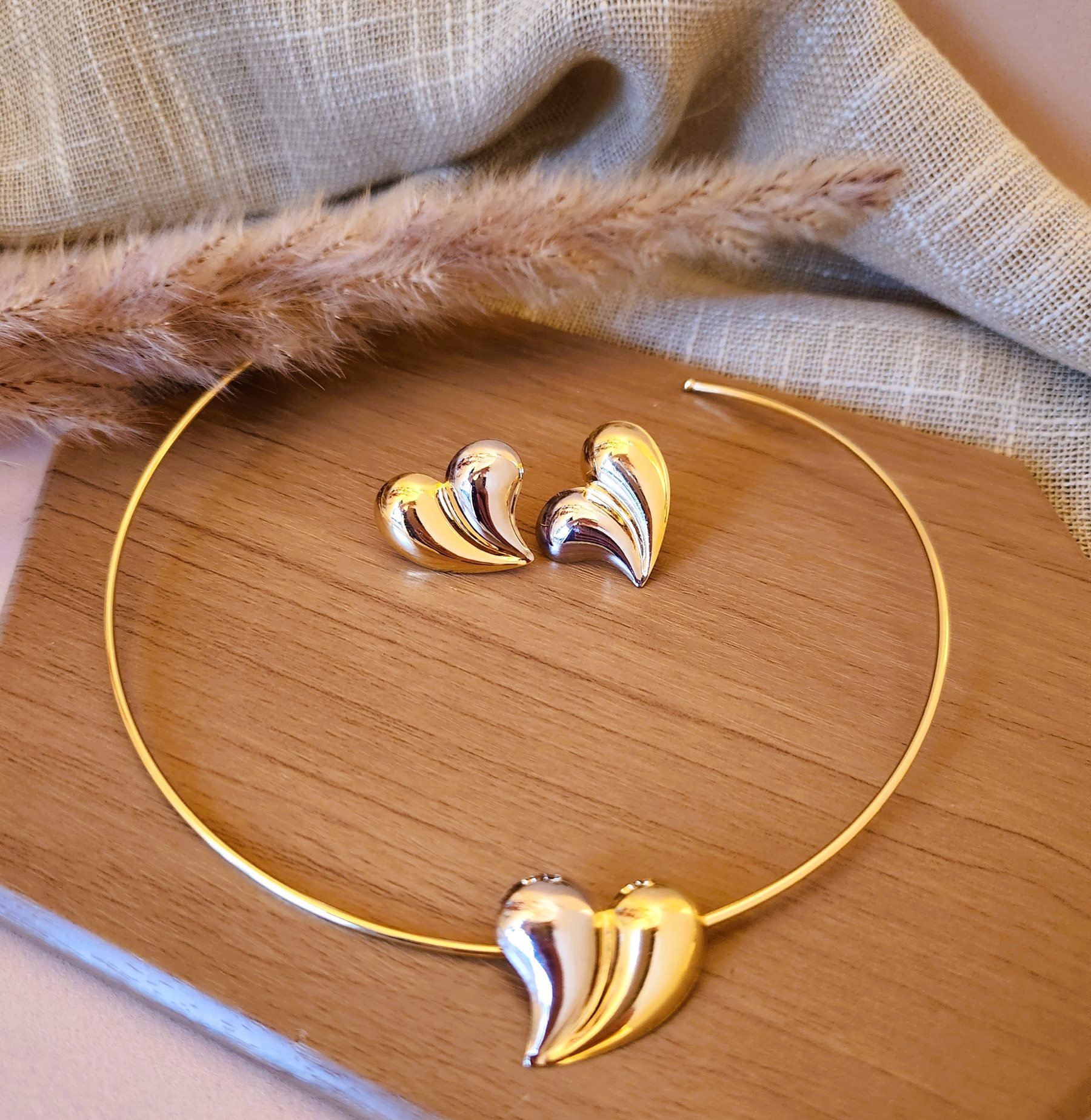 Conjunto Cheio de Estilo, Duas Cores - Banho de ouro e Ródio - Imagem 4