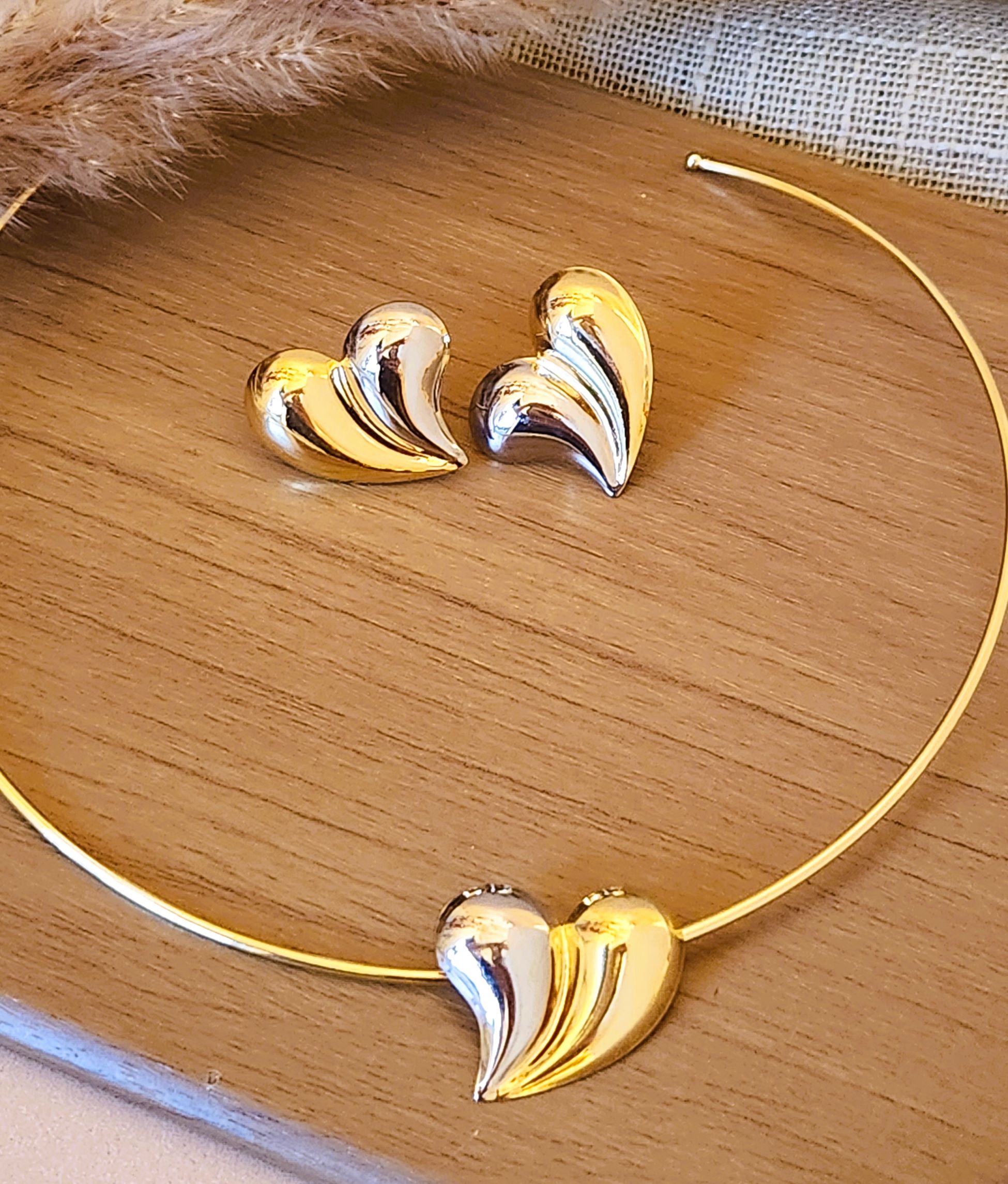 Conjunto Cheio de Estilo, Duas Cores - Banho de ouro e Ródio