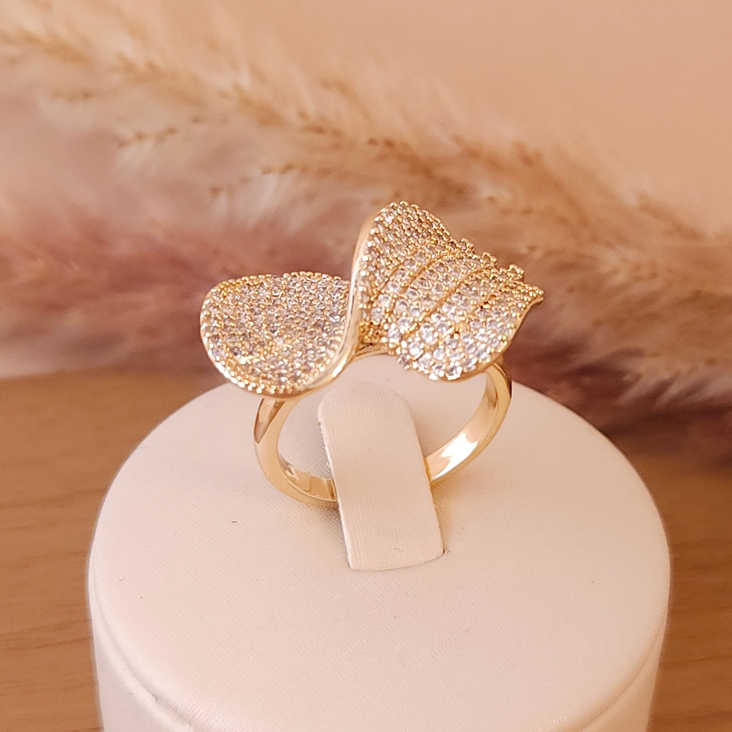 Conjunto Requinte, de Brinco e Anel Ondas Cravejadas - Banhado a Ouro 18K - Imagem 3